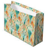 Grand Sac Cadeau Bijou Abstrait Turquoise Tangerine (Devant Angle)