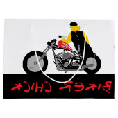Grand Sac Cadeau BIKER CHICK assise sur sa moto (Dos)