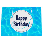 Grand Sac Cadeau Billard bleu clair eau photo Anniversaire (Devant)