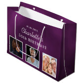 Grand Sac Cadeau Birthday purple photo monogram name (Devant Angle)