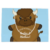 Grand Sac Cadeau Bison Buffalo Baby shower Bleu (Dos)