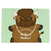 Grand Sac Cadeau Bison Buffalo Baby shower vert (Dos)