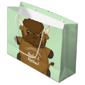 Grand Sac Cadeau Bison Buffalo Baby shower vert (Devant Angle)