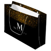 Grand Sac Cadeau Black and Gold Pre-Personalized Monogram Gift Bag (Devant Angle)