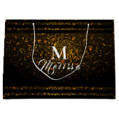Grand Sac Cadeau Black and Gold Pre-Personalized Monogram Gift Bag (Devant)