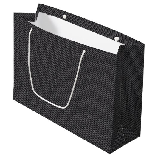 Grand Sac Cadeau Black and Grey Carbon Fiber Material (Devant Angle)