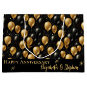 Grand Sac Cadeau Black | Ballons d'or Bonne Anniversaire (Devant)