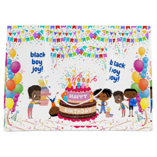Grand Sac Cadeau Black Boy Joy Anniversaire