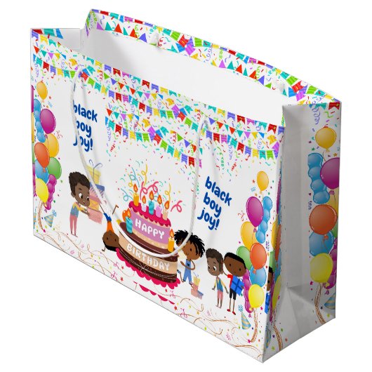 Grand Sac Cadeau Black Boy Joy Anniversaire (Dos Angle)