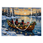 Grand Sac Cadeau Black Cat Christmas Boat Holiday (Dos)