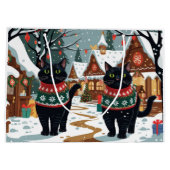 Grand Sac Cadeau Black Cat Christmas Snow Holiday (Dos)