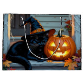 Grand Sac Cadeau Black Cat Halloween Pumpkin Carving Party (Dos)