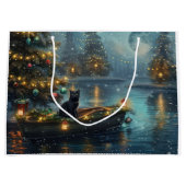 Grand Sac Cadeau Black Cat Noël Festive Voyage (Devant)