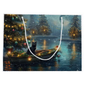 Grand Sac Cadeau Black Cat Noël Festive Voyage (Dos)