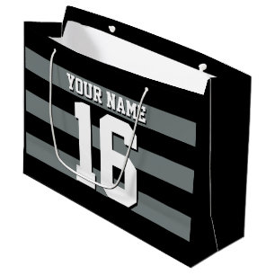 Grand Sac Cadeau Black Charcoal Team Jersey Preppy Stripe