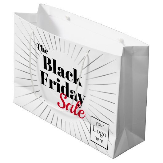 Grand Sac Cadeau Black Friday Logo Vente d'entreprise (Devant Angle)