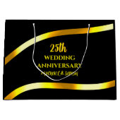 Grand Sac Cadeau Black Gold 25e Mariage Anniversaire de garde-cadea (Devant)