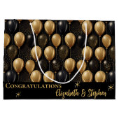 Grand Sac Cadeau Black | Gold Balloons Félicitations Noms (Dos)