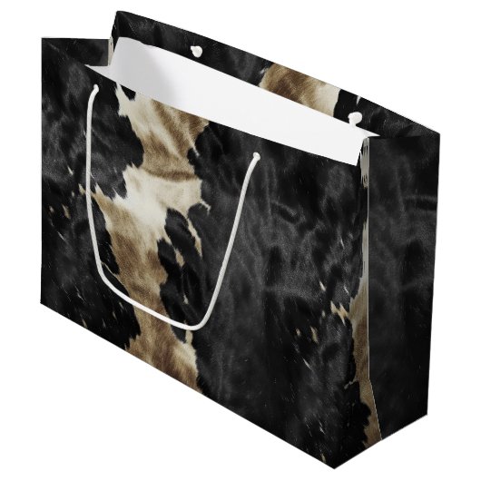 Grand Sac Cadeau Black Gold Cream Western Cowhide (Devant Angle)