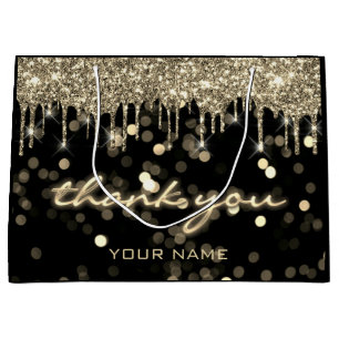 Grand Sac Cadeau Black Gold Merci Shopping Nom de marque VIP Lecteu