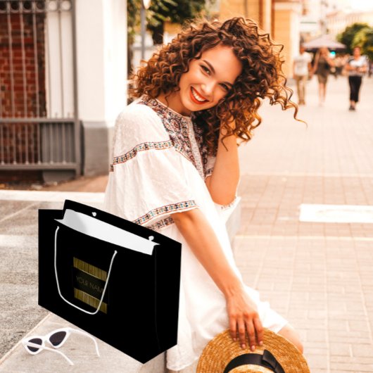 Grand Sac Cadeau Black Gold Nom minimal Luxury Branding Beauté