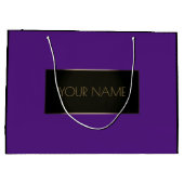 Grand Sac Cadeau Black Gold Nom minimal Marque de luxe violet viole (Dos)