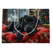 Grand Sac Cadeau Black Labrador Chien Festive de Noël (Devant)
