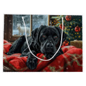 Grand Sac Cadeau Black Labrador Chien Festive de Noël (Dos)
