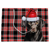 Grand Sac Cadeau Black Labrador Retriever Chien Red Plaid Noël (Devant)