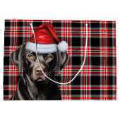 Grand Sac Cadeau Black Labrador Retriever Chien Red Plaid Noël (Dos)