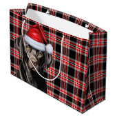 Grand Sac Cadeau Black Labrador Retriever Chien Red Plaid Noël (Dos Angle)