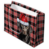 Grand Sac Cadeau Black Labrador Retriever Chien Red Plaid Noël (Devant Angle)