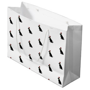 Grand Sac Cadeau Black Labrador Retriever Motif de Noël moderne