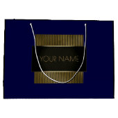 Grand Sac Cadeau Black Navy Gold Nom minimal de marque de luxe (Dos)