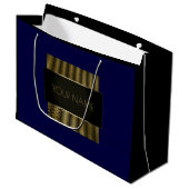 Grand Sac Cadeau Black Navy Gold Nom minimal de marque de luxe (Devant Angle)