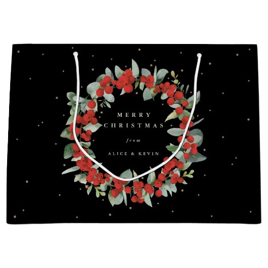 Grand Sac Cadeau Black Red Berry+Eucalyptus Noël/Fête (Devant)