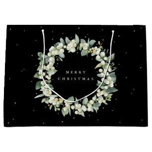 Grand Sac Cadeau Black Snowberry+Eucalyptus Noël/Fête