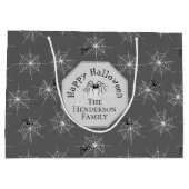 Grand Sac Cadeau Black Spiderwebs Happy Halloween (Dos)