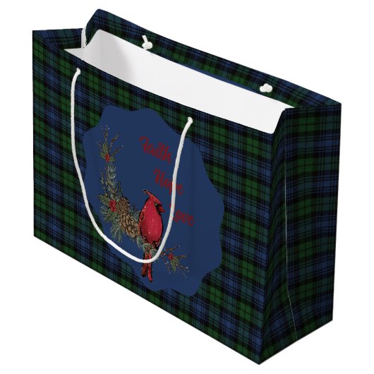 Grand Sac Cadeau Black Watch Ancient Scottish Tartan  Cardinal (Devant Angle)