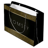Grand Sac Cadeau Black White Gold Minimal de marque de luxe rayures (Dos Angle)