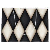 Grand Sac Cadeau Black & White Harlequin Check Elegant 3-D monogram (Dos)