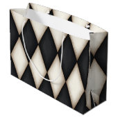Grand Sac Cadeau Black & White Harlequin Check Elegant 3-D monogram (Dos Angle)