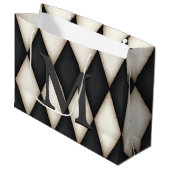 Grand Sac Cadeau Black & White Harlequin Check Elegant 3-D monogram (Devant Angle)