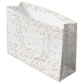 Grand Sac Cadeau Blanc Glam Gold Sparkle Confetti Anniversaire (Dos Angle)