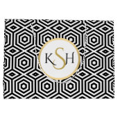 Grand Sac Cadeau Blanc moderne sur Motif polygonal noir (Dos)