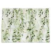 Grand Sac Cadeau Blanc Vert Ivy Feuilles Wild Jungle Anniversaire (Devant)