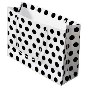 Grand Sac Cadeau Blancs et Noirs Gros Moyens Polka Dot