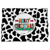 Grand Sac Cadeau Blancs noirs de vache Joyeux Noël (Devant)