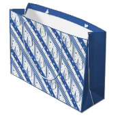 Grand Sac Cadeau Bleu et blanc abstrait (Dos Angle)