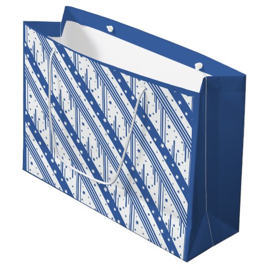 Grand Sac Cadeau Bleu et blanc abstrait (Devant Angle)